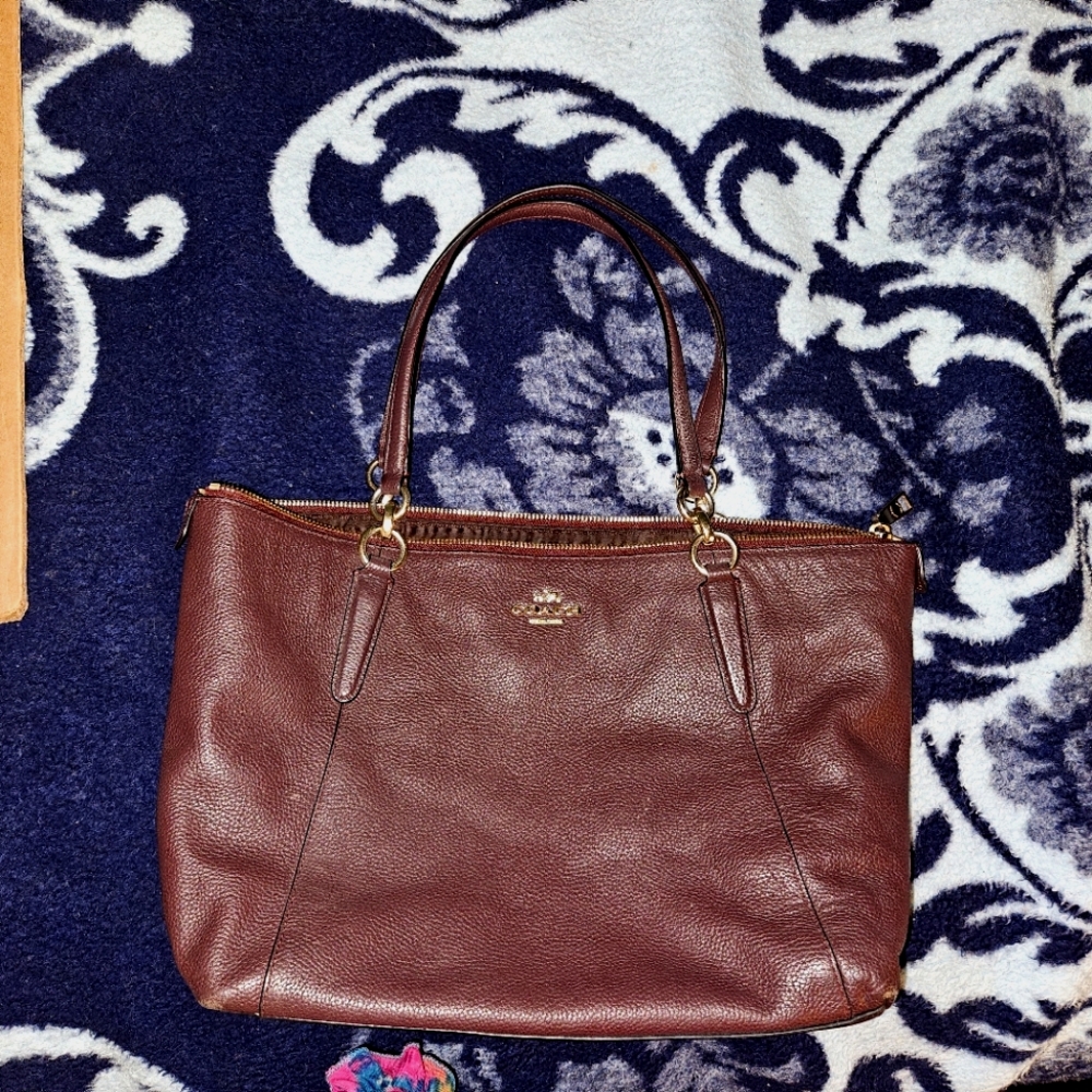 Coach Maroon Leather Tote Bag